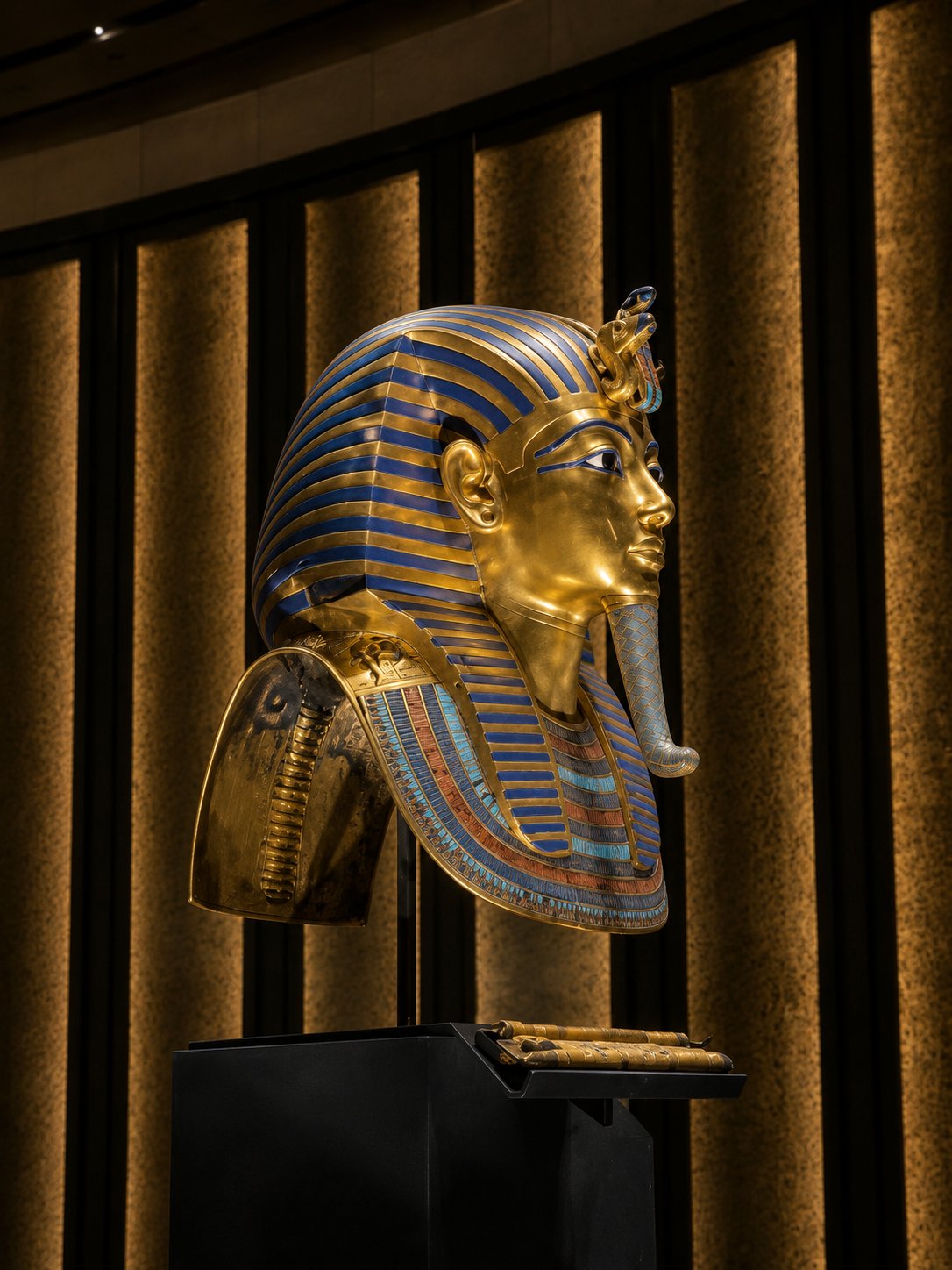 The gold mask of Tutankhamun at the Grand Egyptian Museum
